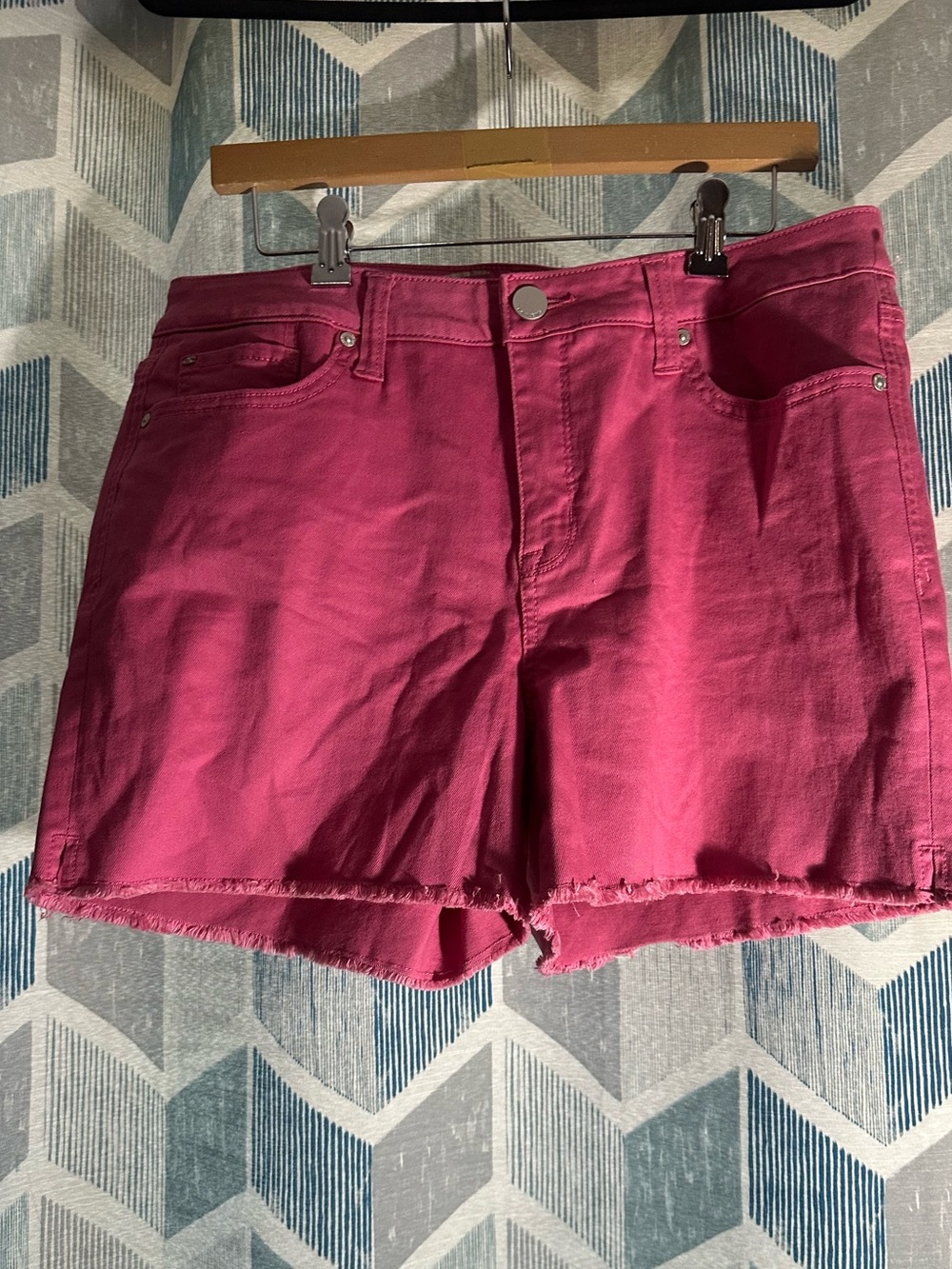 Seven Weekend Short Denim Cutoff Frayed Pink Women's 12